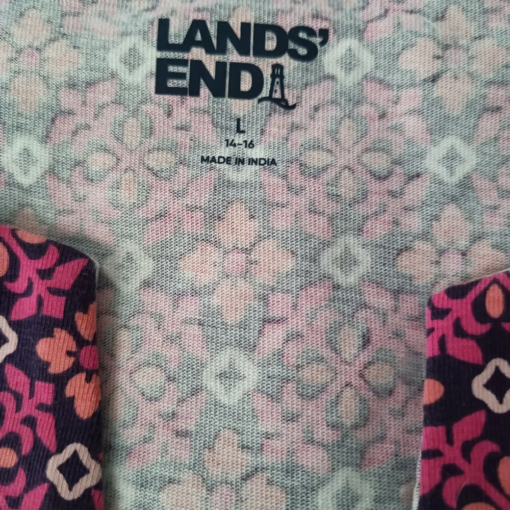 Lands End Summer Shift Dress. Pink And Blue. Size L. - Picture 3 of 6
